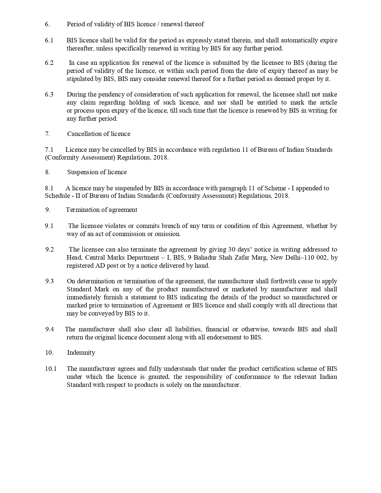 Format of Agreement for the Grant of BIS Licence - 4